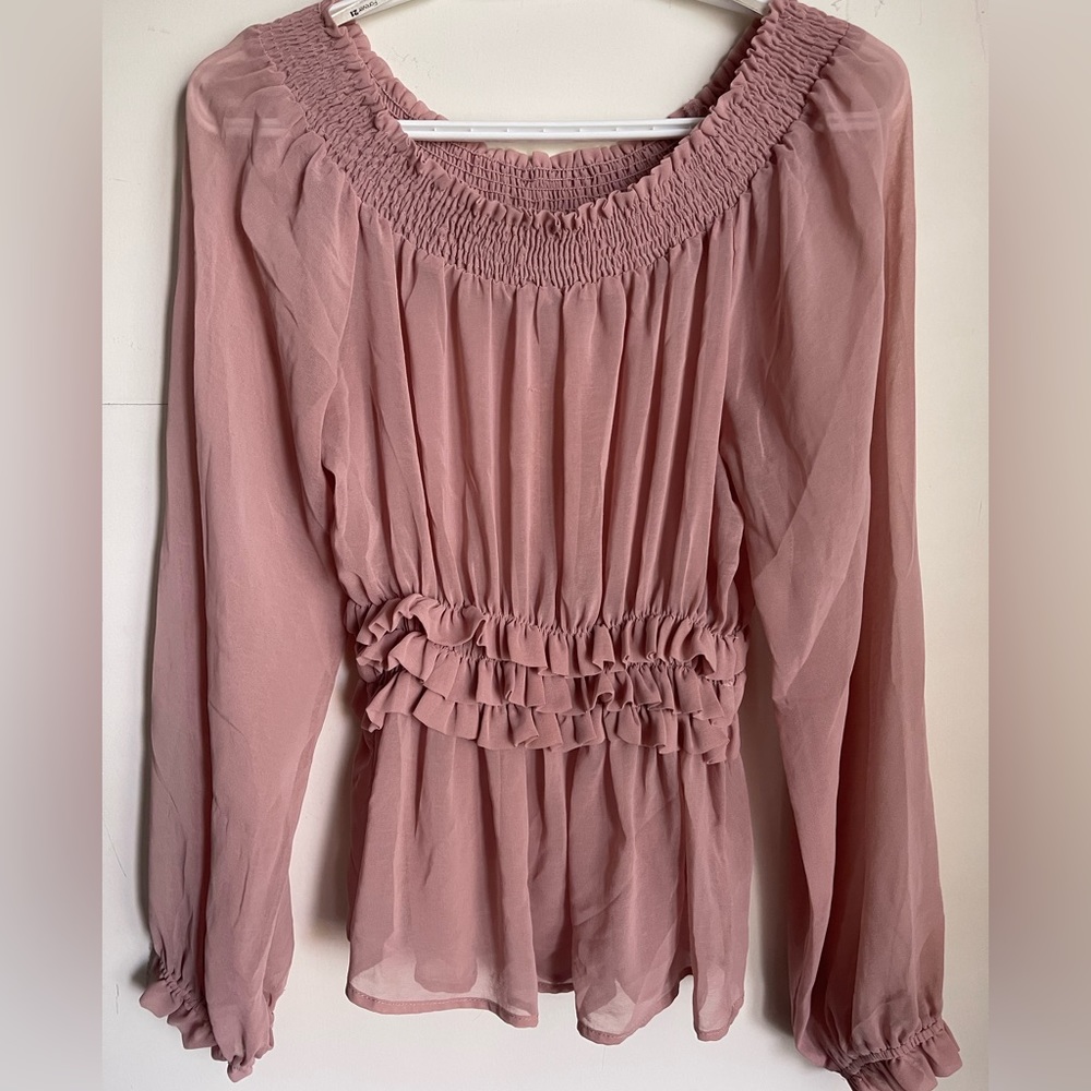 Forever 21 rose/mauve semi sheer flowy blouse